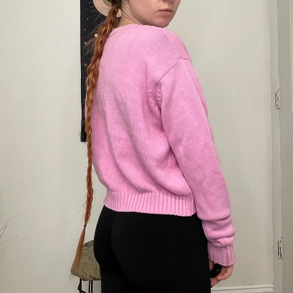 Brandy Melville Womens Button-Up Crop Cardigan Sweater Size S Pink - Picture 5 of 5